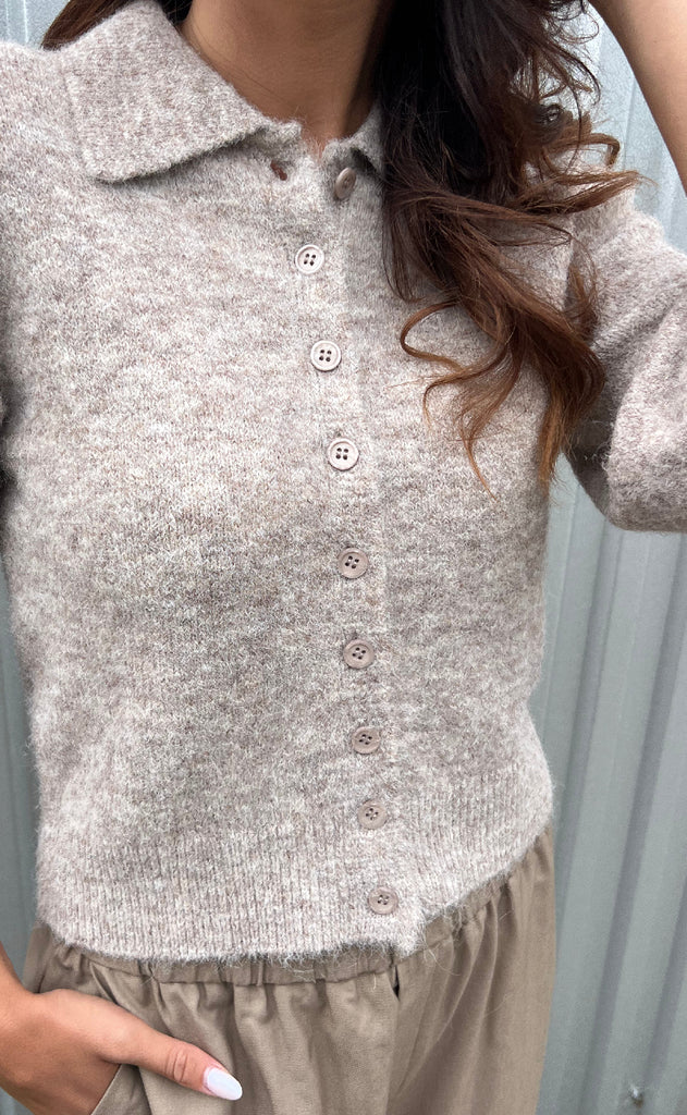 Freequent Cardigan - Sammie - Desert Taupe Melange