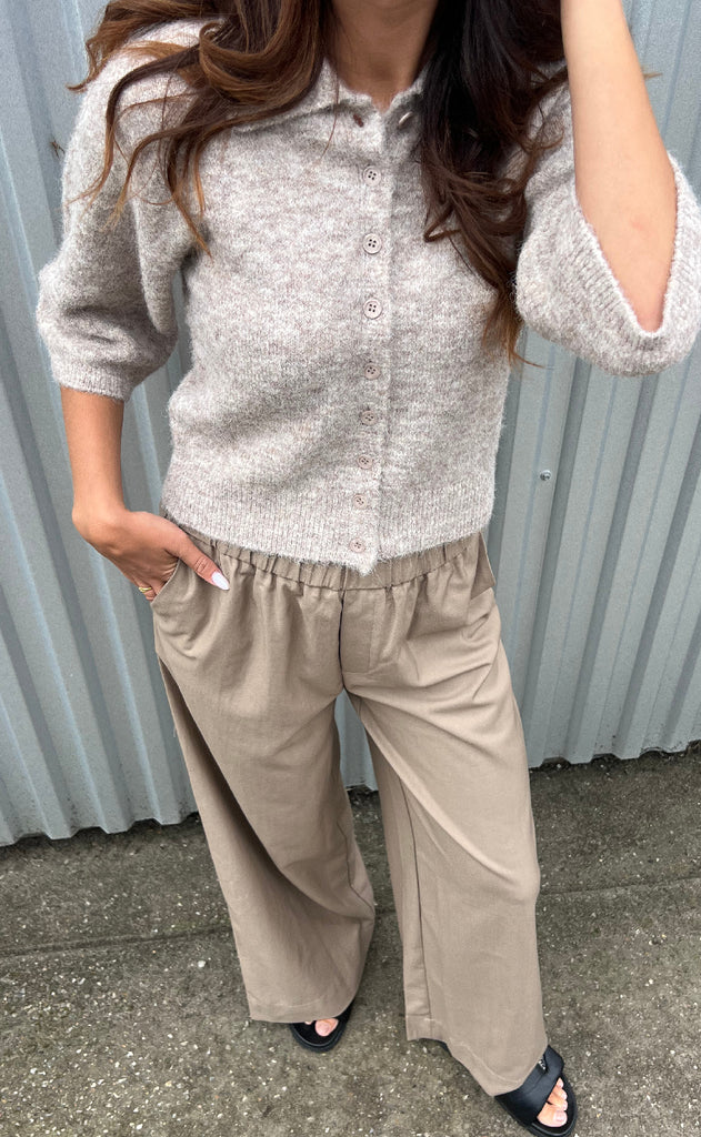 Freequent Cardigan - Sammie - Desert Taupe Melange