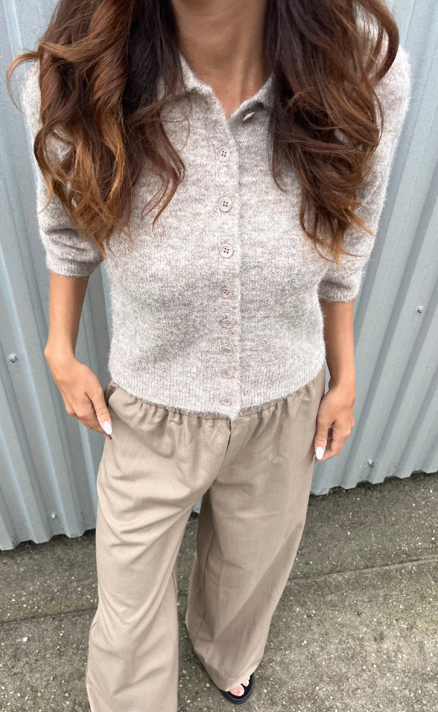 Freequent Cardigan - Sammie - Desert Taupe Melange