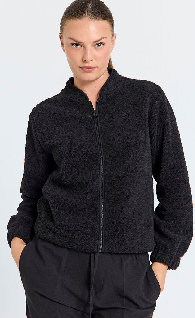 Freequent Jakke - Teddy - Black