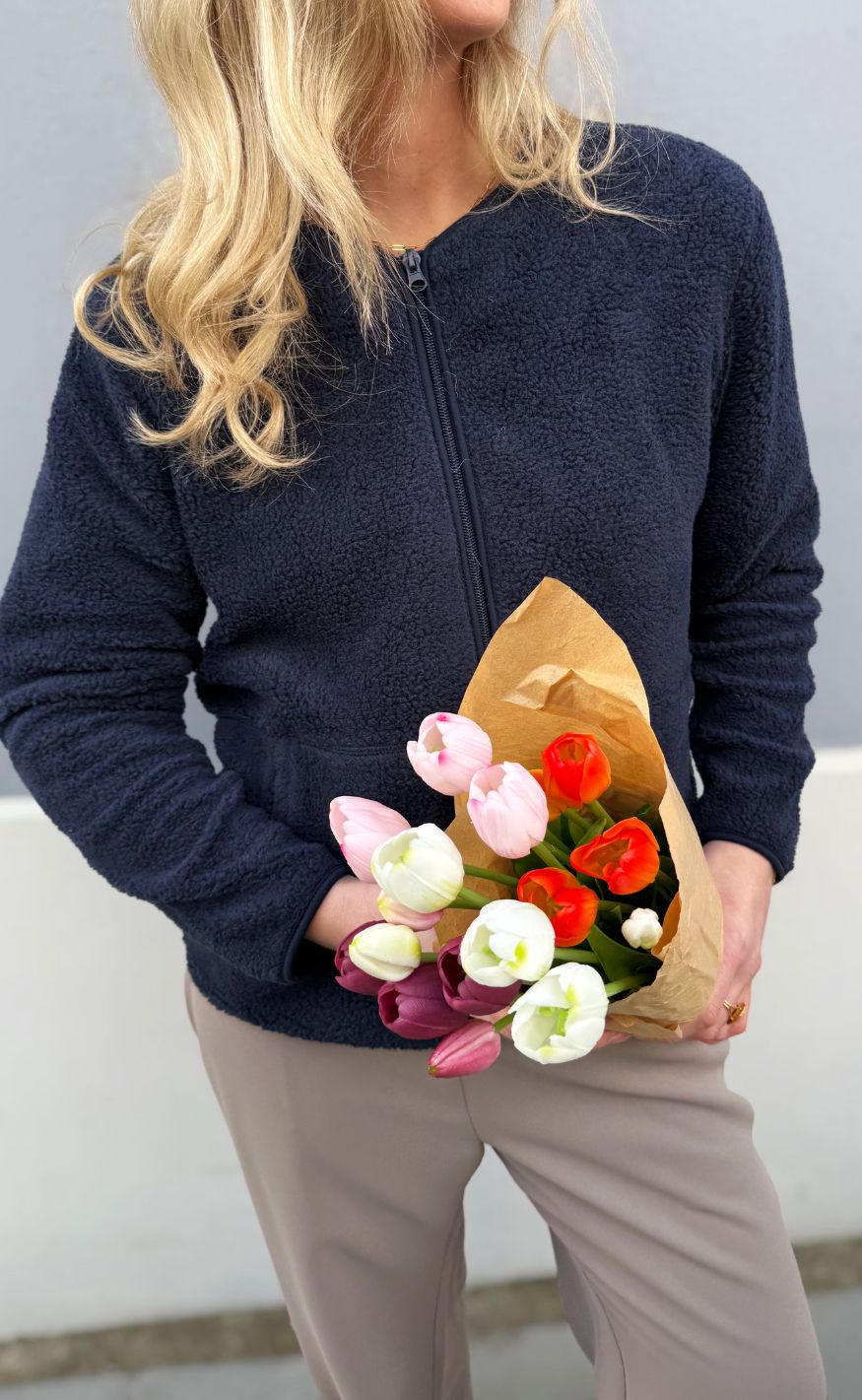 Freequent Jakke - Teddy - Navy Blazer