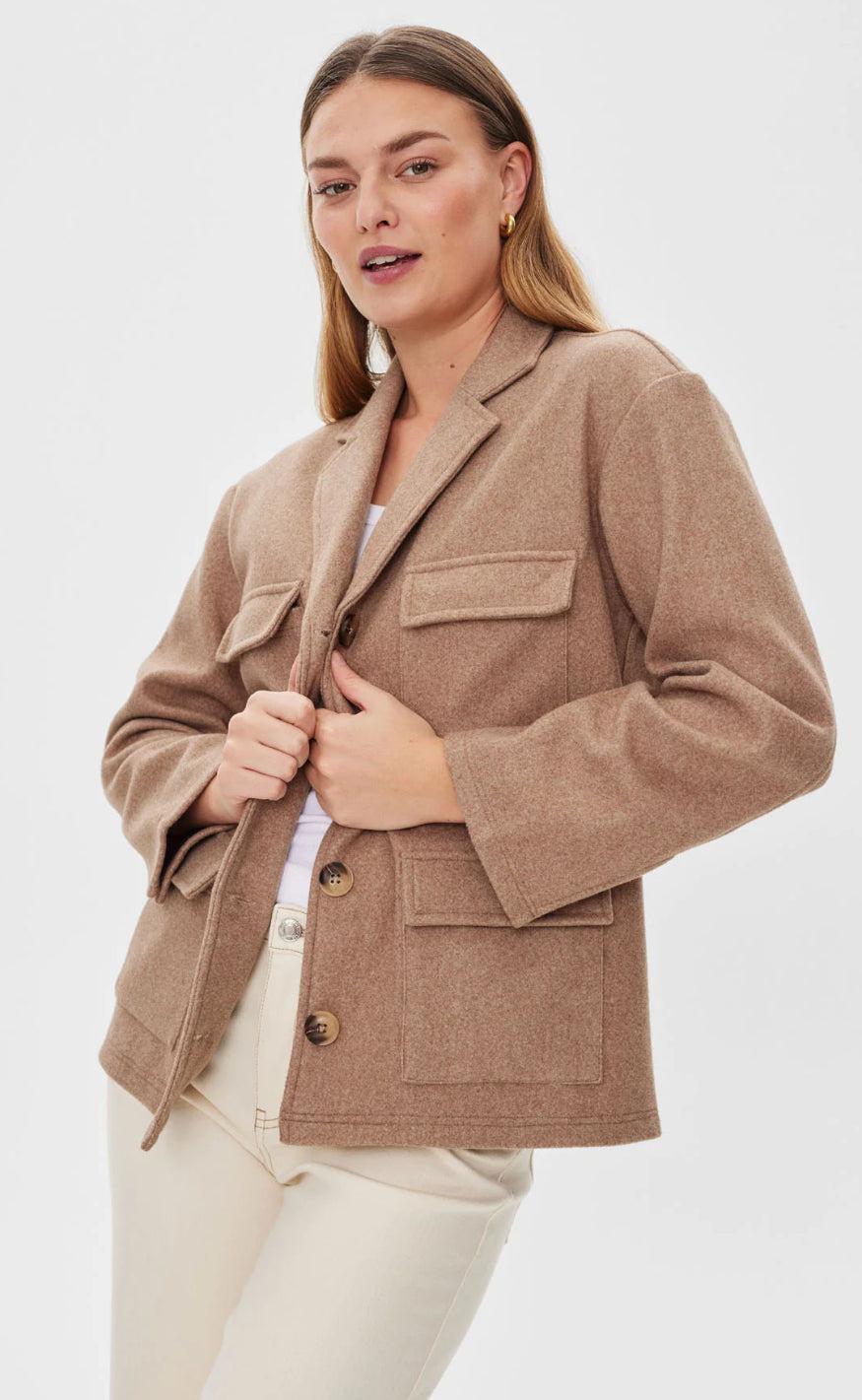 Freequent Jakke - Yanna - Taupe Gray Melange