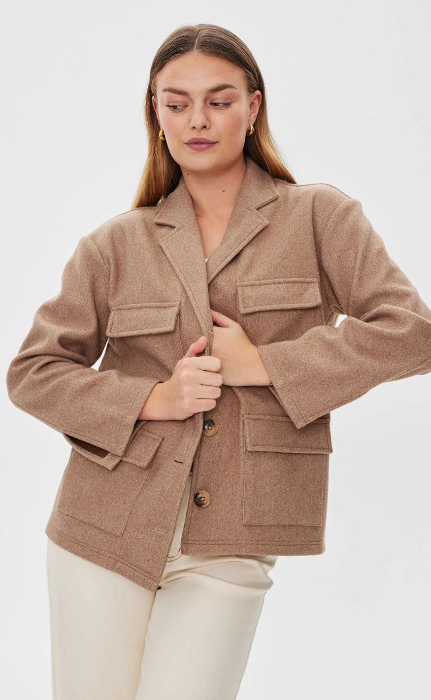 Freequent Jakke - Yanna - Taupe Gray Melange