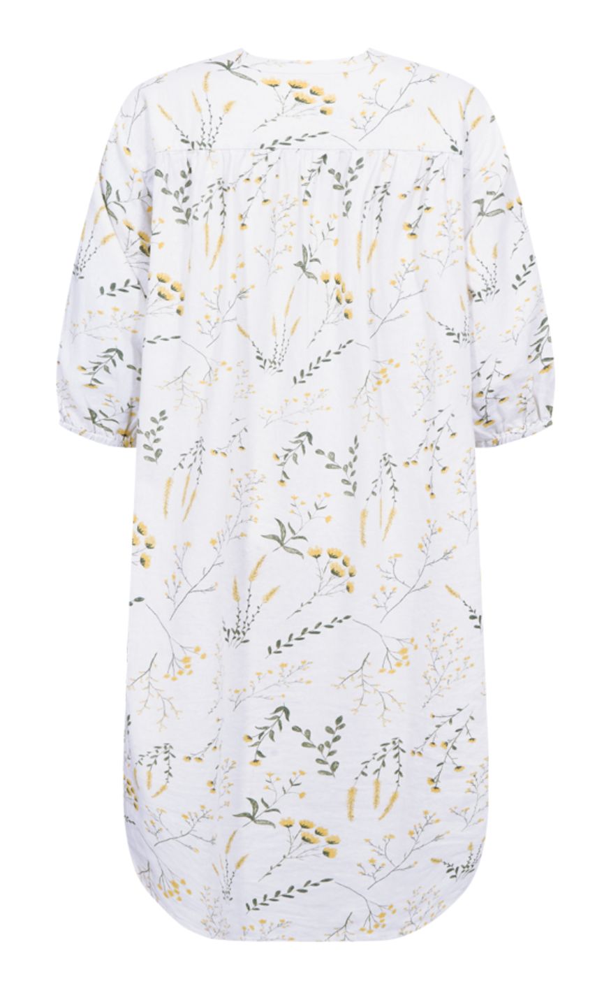 Freequent Kjole - Laluna Print - Brilliant White w. Golden Haze