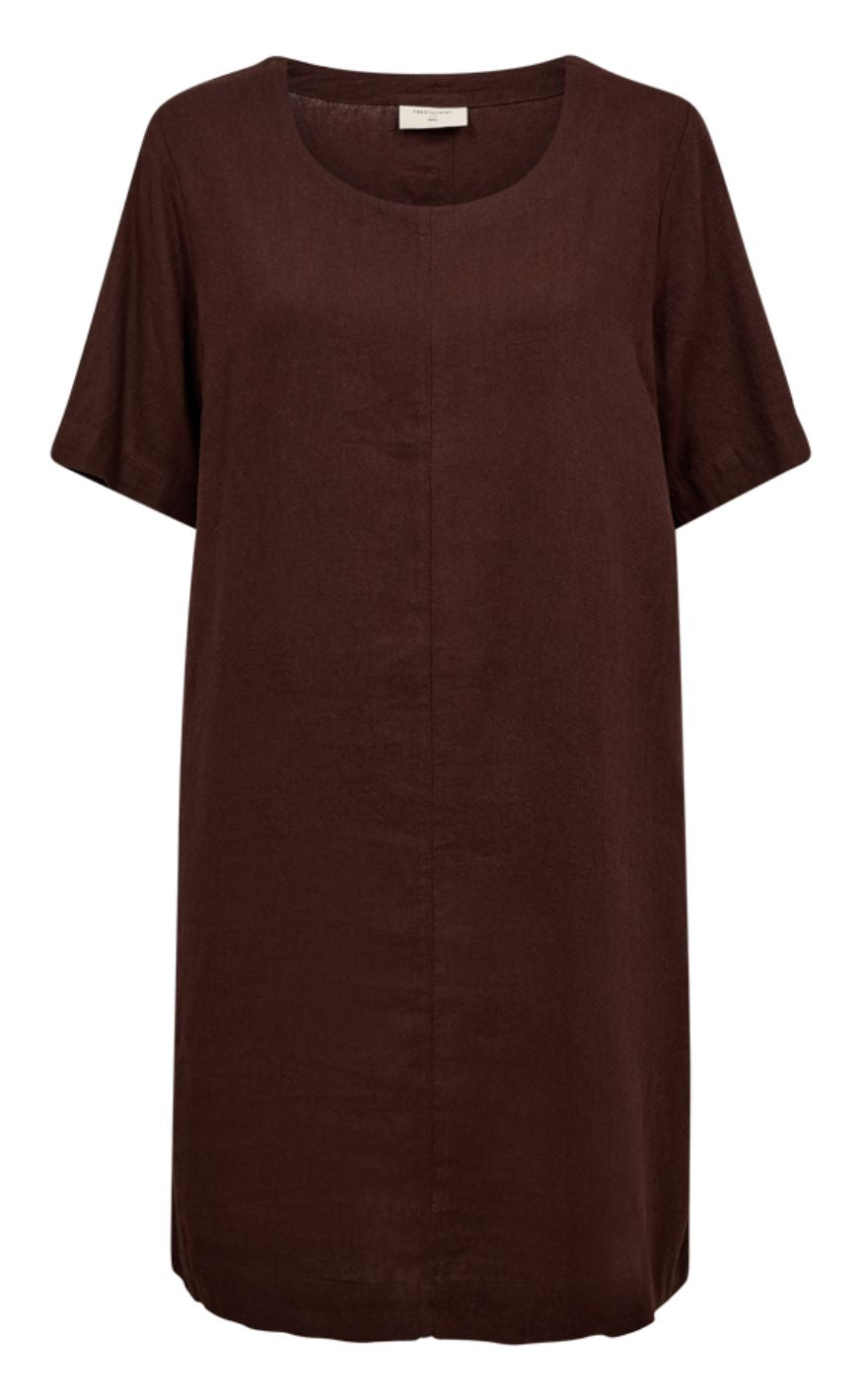 Freequent Kjole - Lava Button Back - Coffee Bean