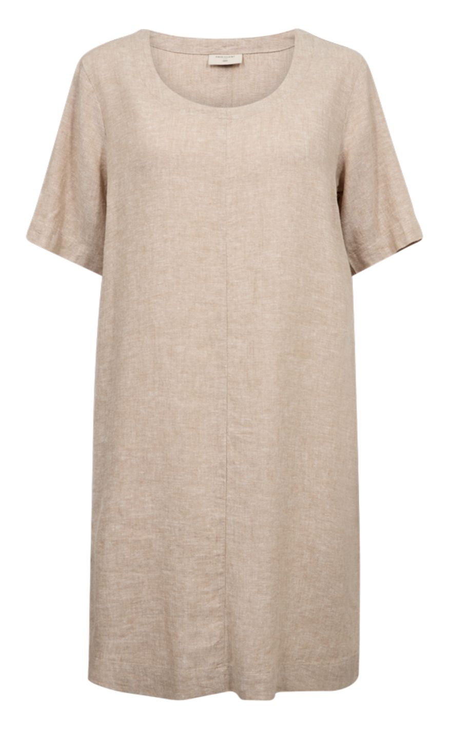 Freequent Kjole - Lava Button Back - Sand Melange