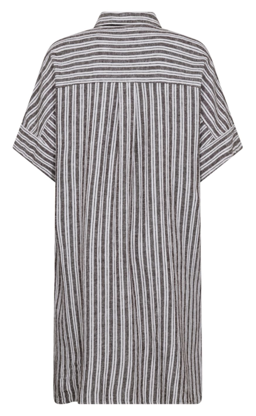 Freequent Kjole - Lava Stripe - Coffee Bean w. Brilliant White