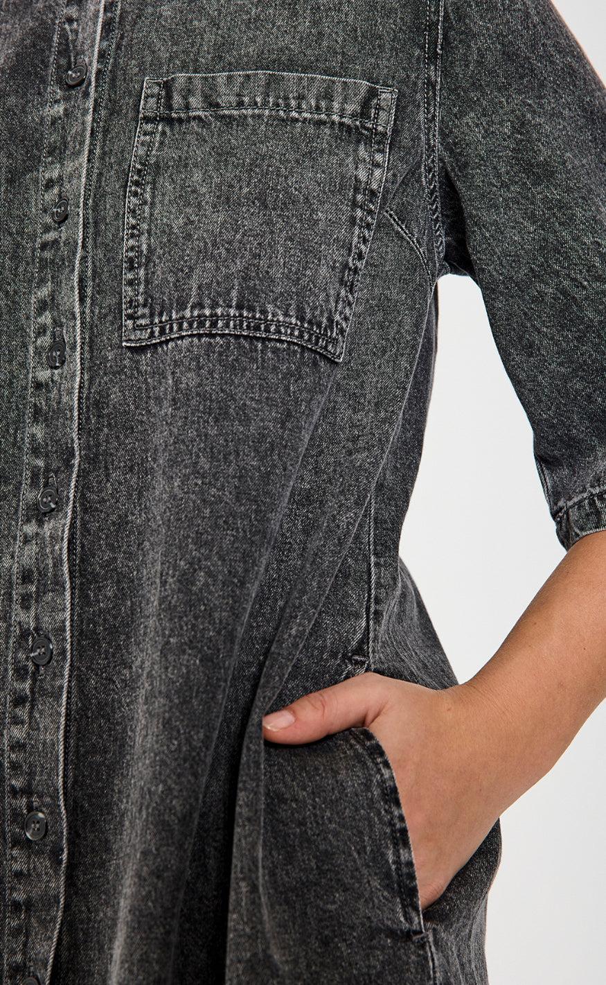 Freequent Kjole - Lisea - Vintage Grey Denim