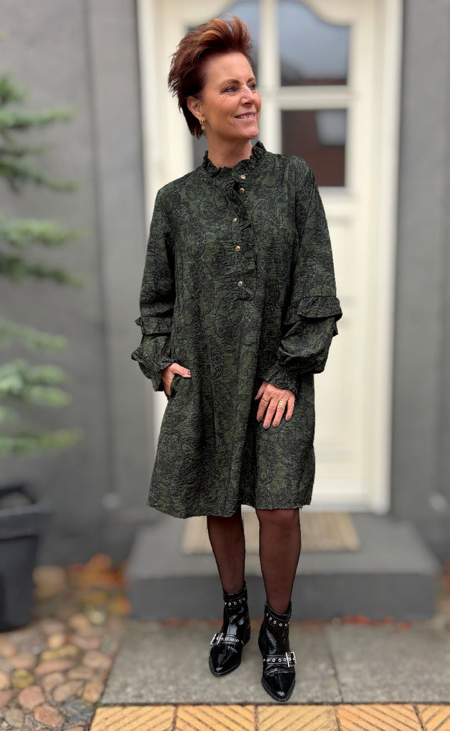 Freequent Kjole - Molin - Kombu Green w. Black