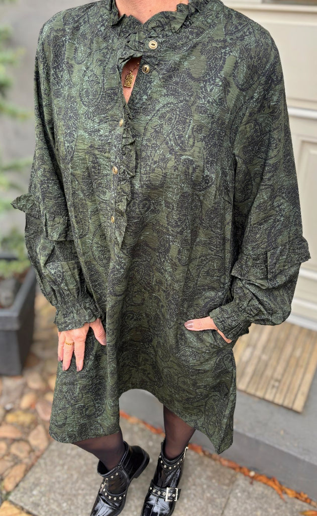 Freequent Kjole - Molin - Kombu Green w. Black