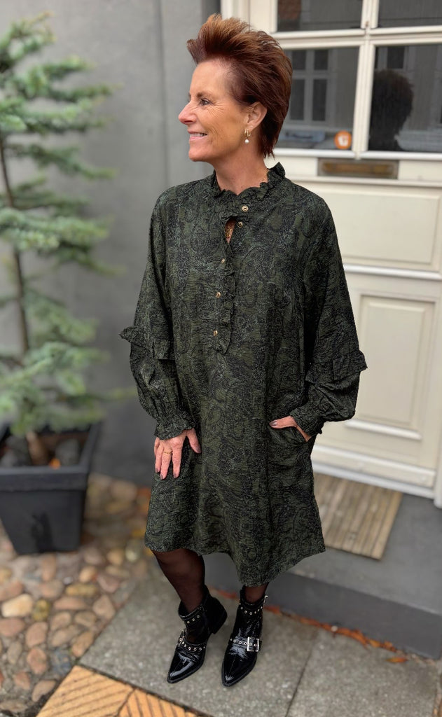 Freequent Kjole - Molin - Kombu Green w. Black