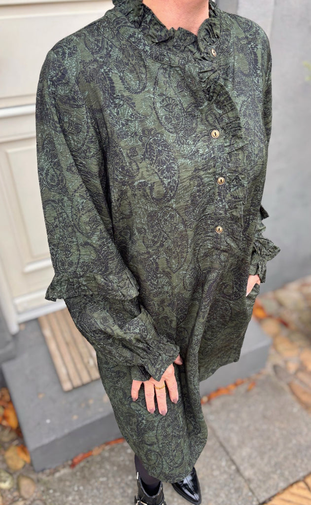 Freequent Kjole - Molin - Kombu Green w. Black
