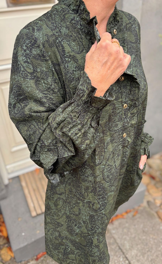 Freequent Kjole - Molin - Kombu Green w. Black