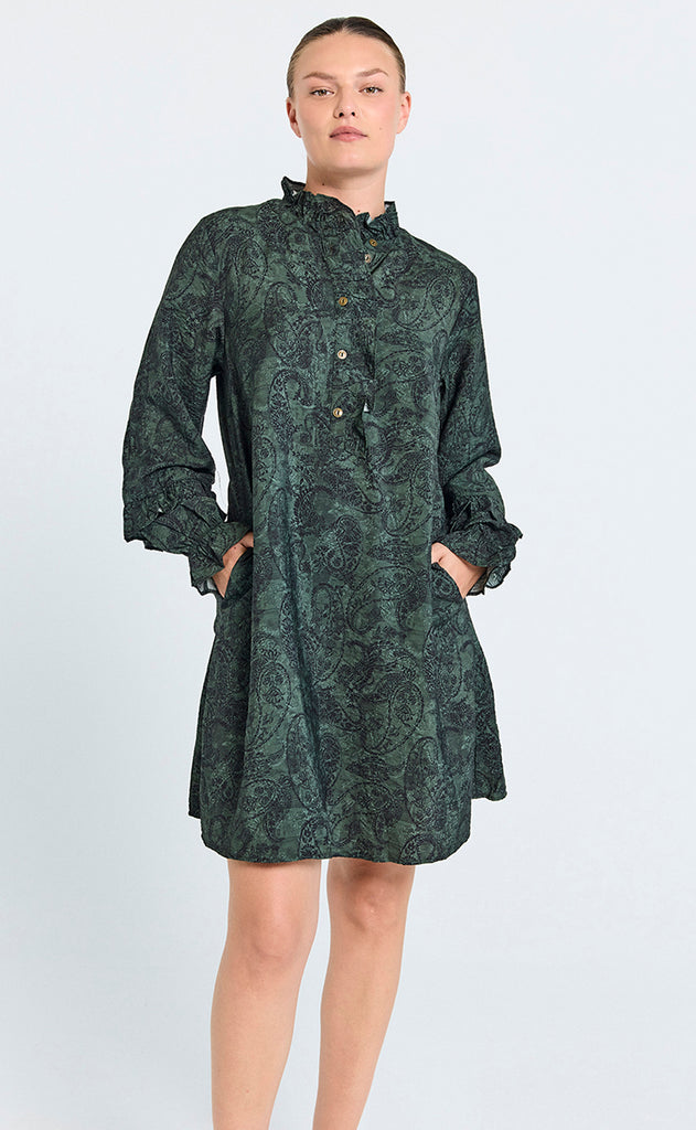 Freequent Kjole - Molin - Kombu Green w. Black