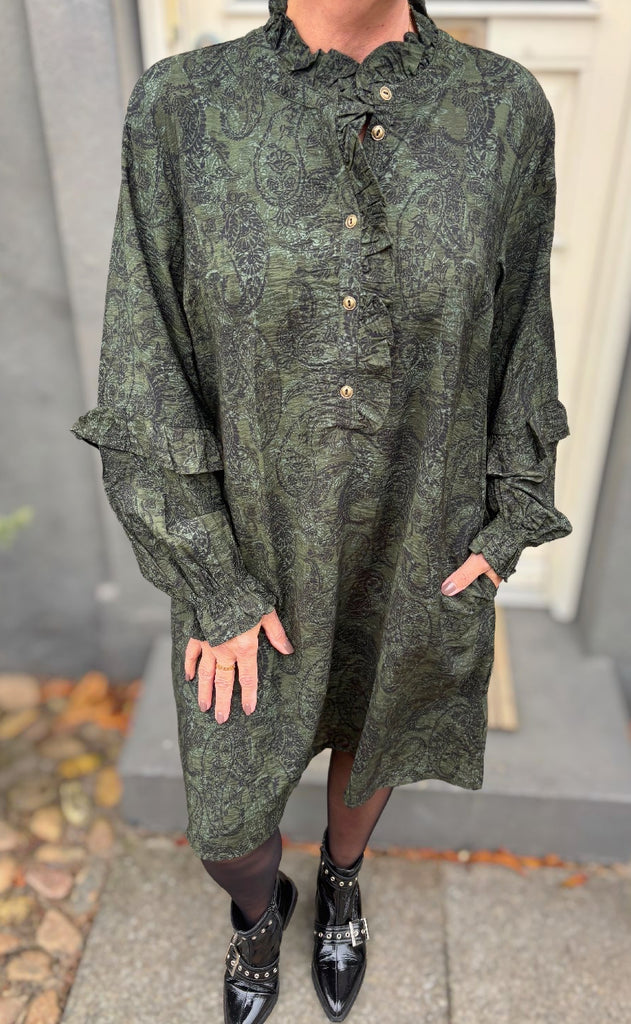 Freequent Kjole - Molin - Kombu Green w. Black