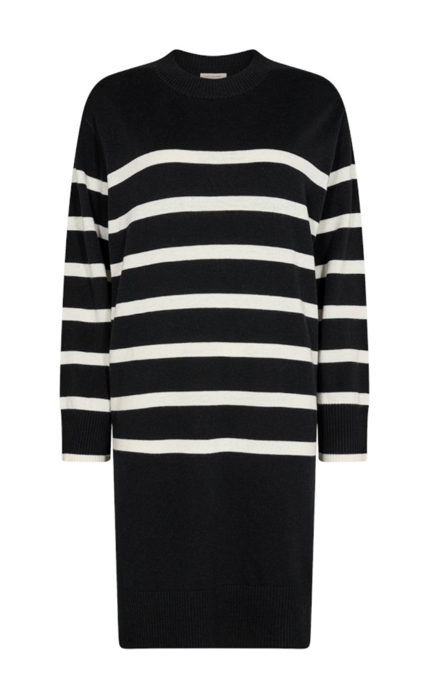 Freequent Kjole - Monday - Black W. Offwhite