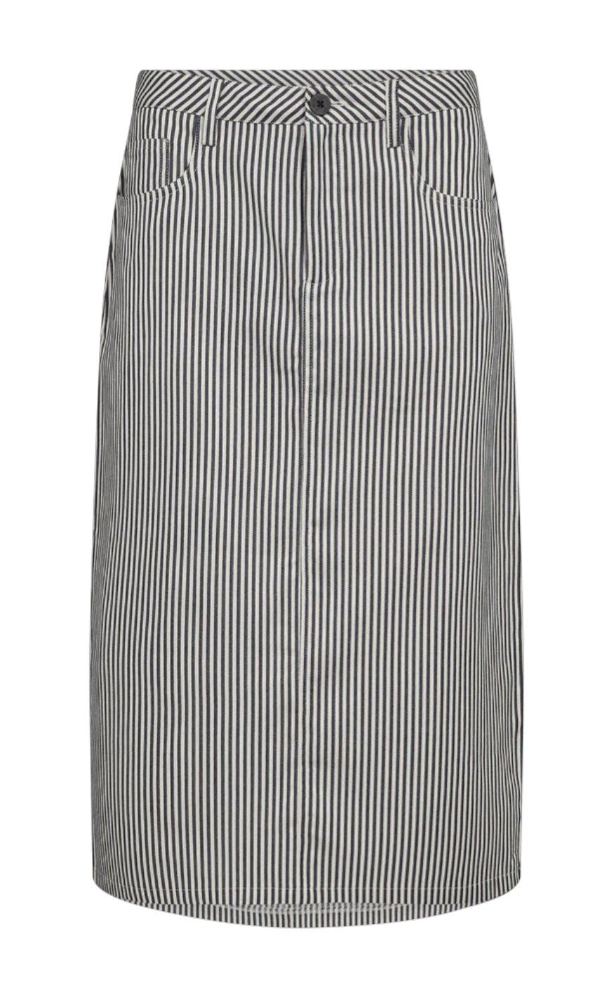 Freequent Nederdel - Mella - Medieval Blue W. Off White