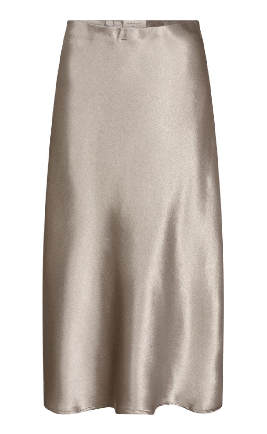 Freequent Nederdel - Satin - Desert Taupe Metallic
