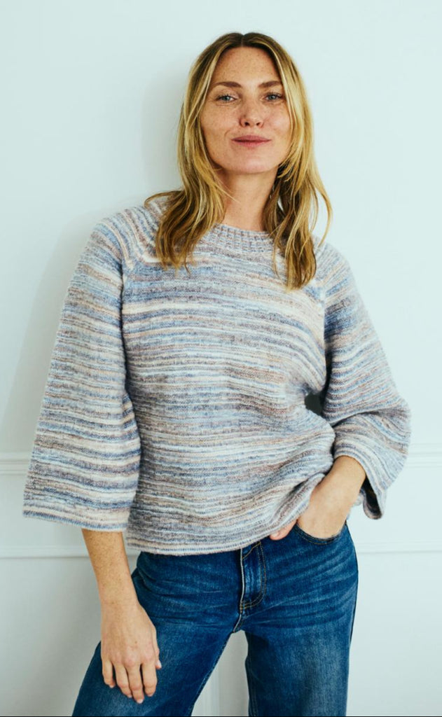 Freequent Pullover - Grsclas - Star Off-white w. Baby Blue