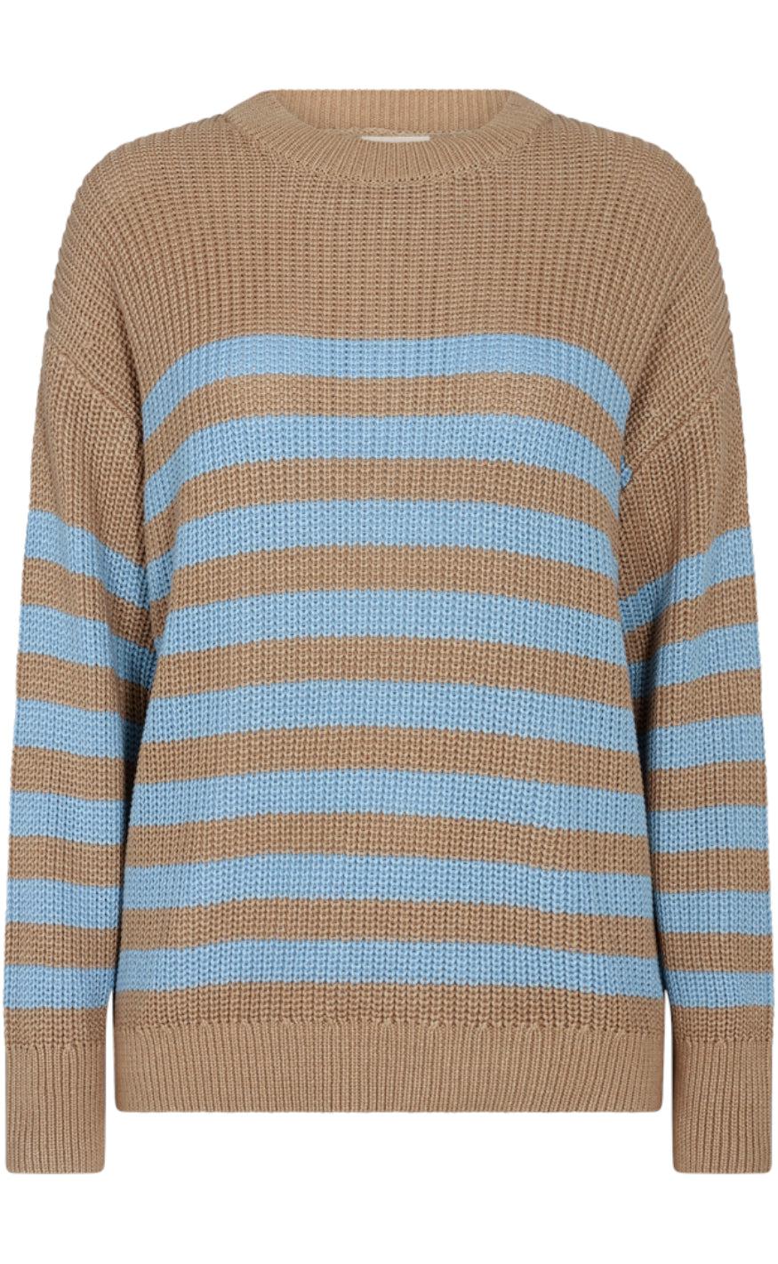 Freequent Pullover - Iben - Desert Taupe W. Chambray Blue