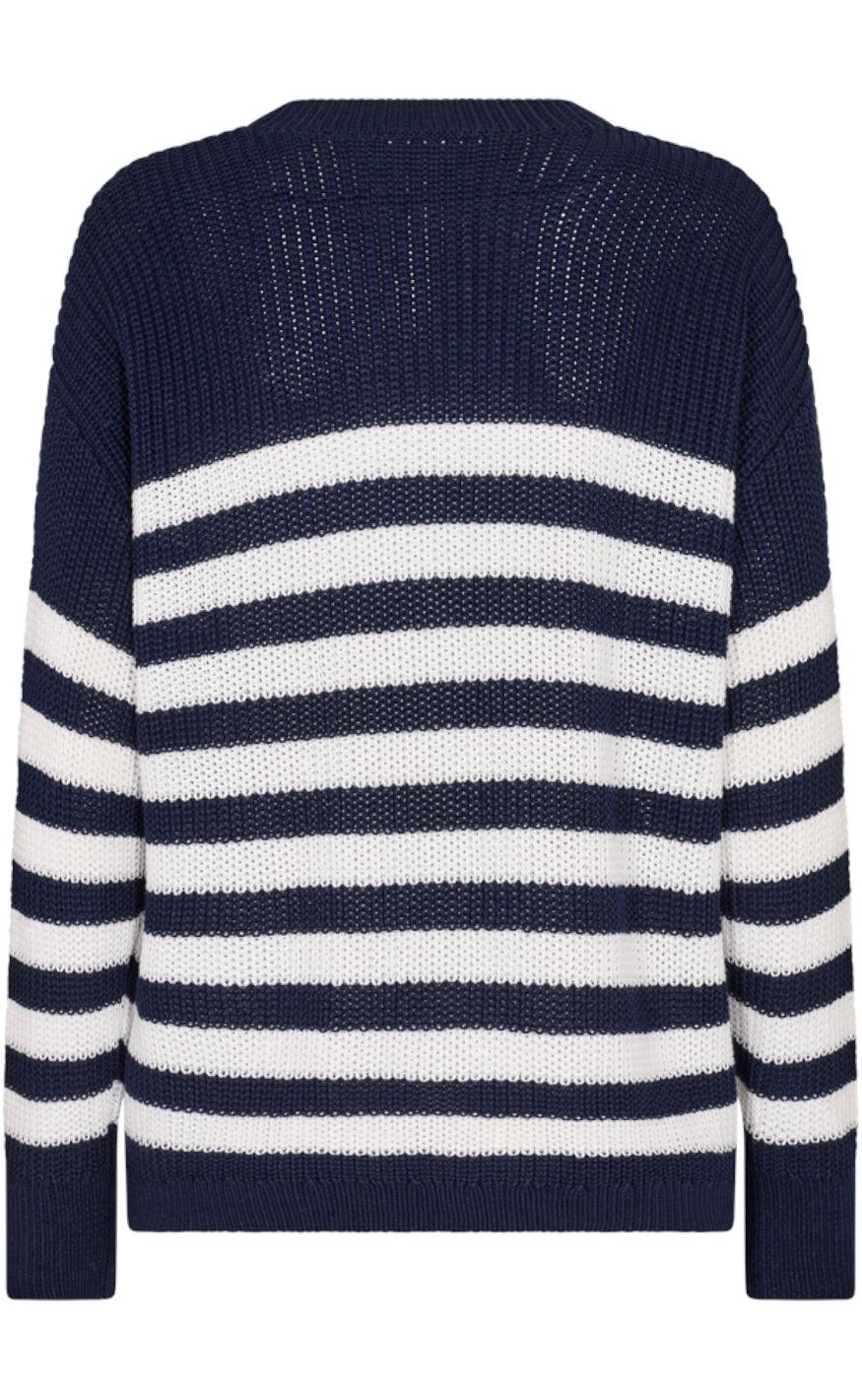 Freequent Pullover - Iben - Navy Blazer W. Brilliant White