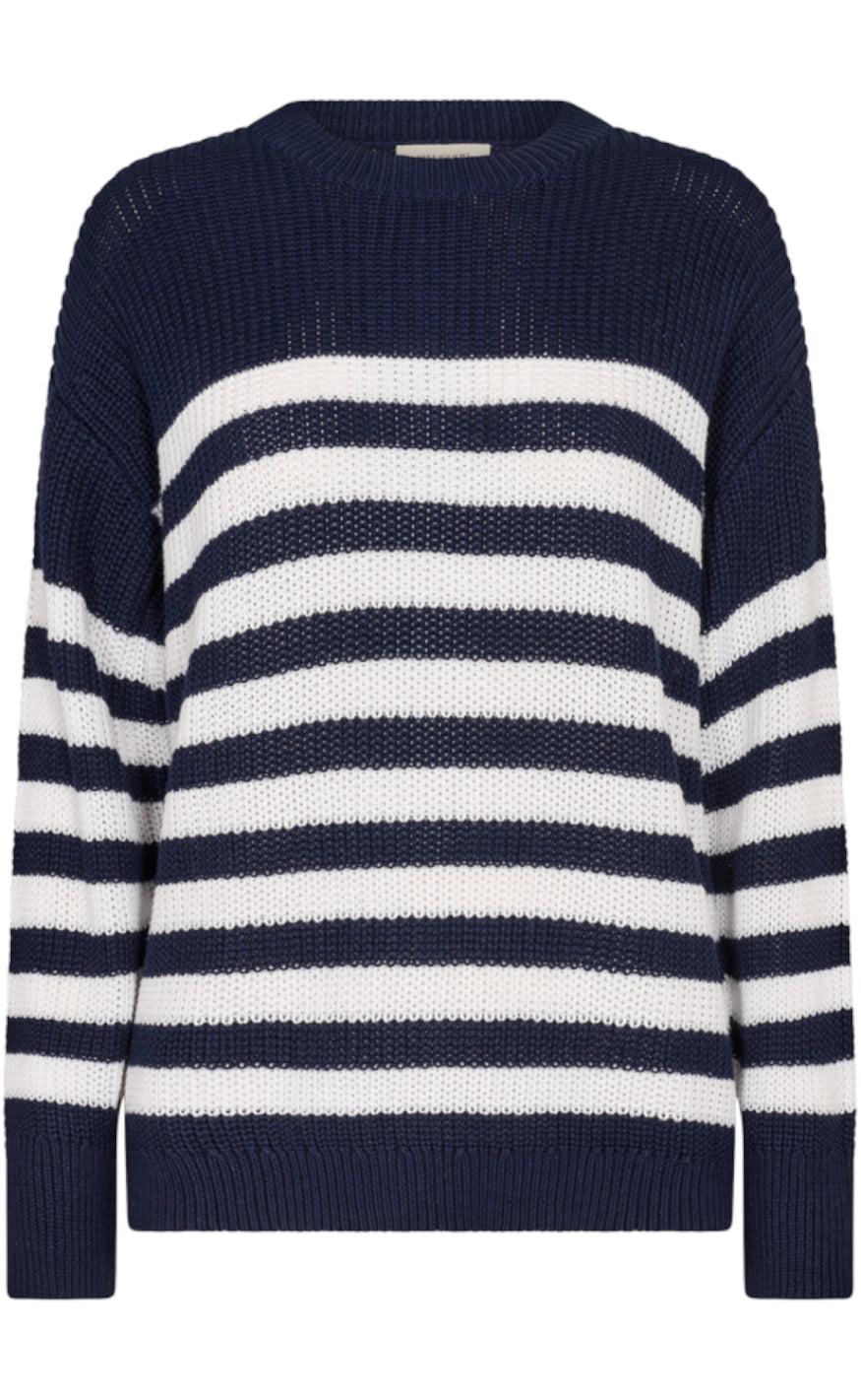 Freequent Pullover - Iben - Navy Blazer W. Brilliant White