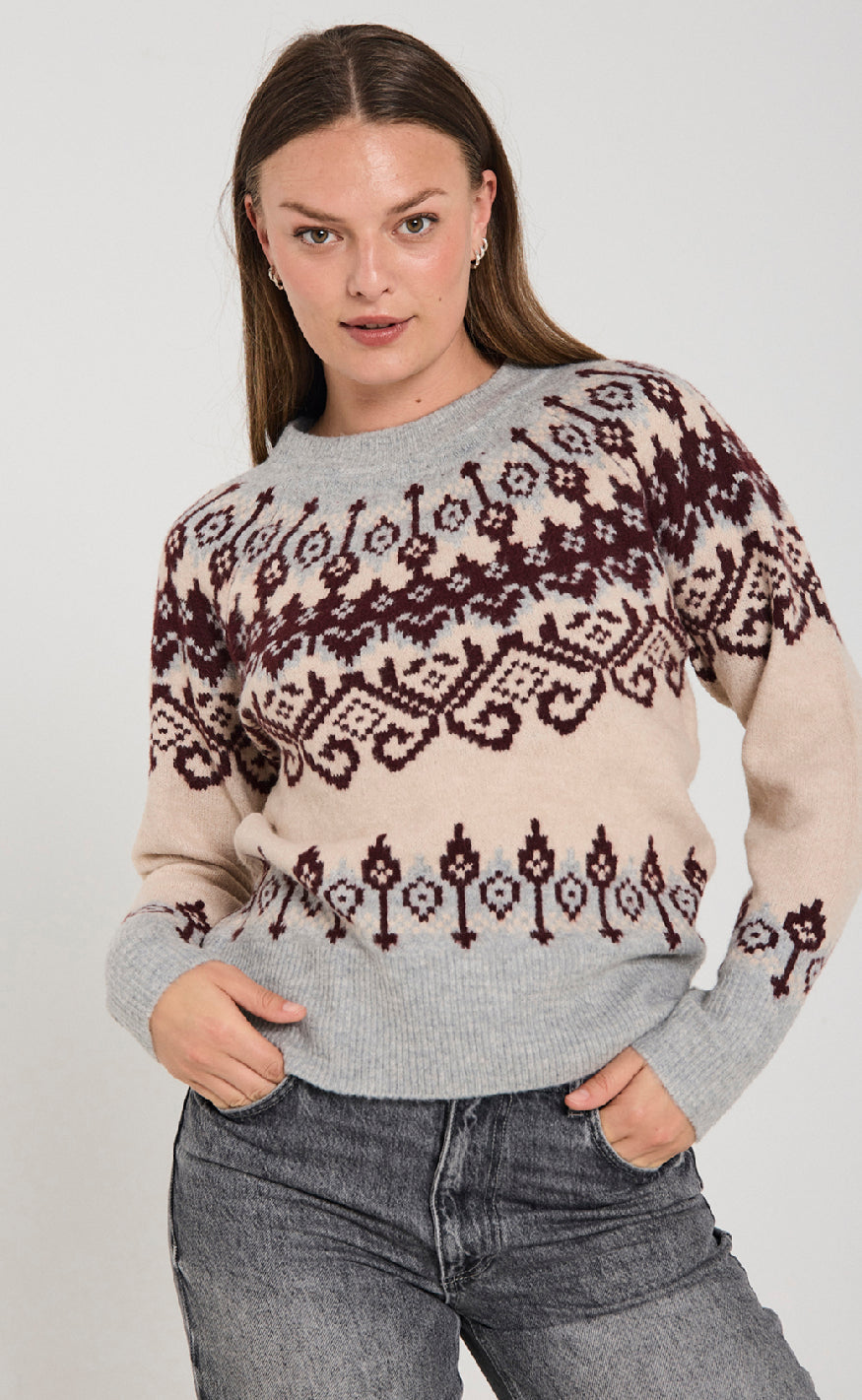 Freequent Pullover - Merla - Moonbeam Mel w. Med Grey Mel