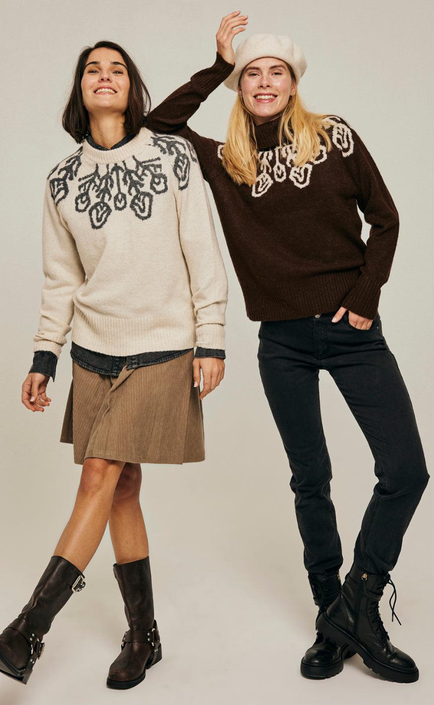 Freequent Pullover - Merla - Moonbeam W. Dark Grey Mel