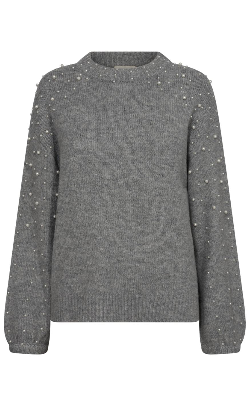 Freequent Pullover - Pearl - Medium Grey Melange