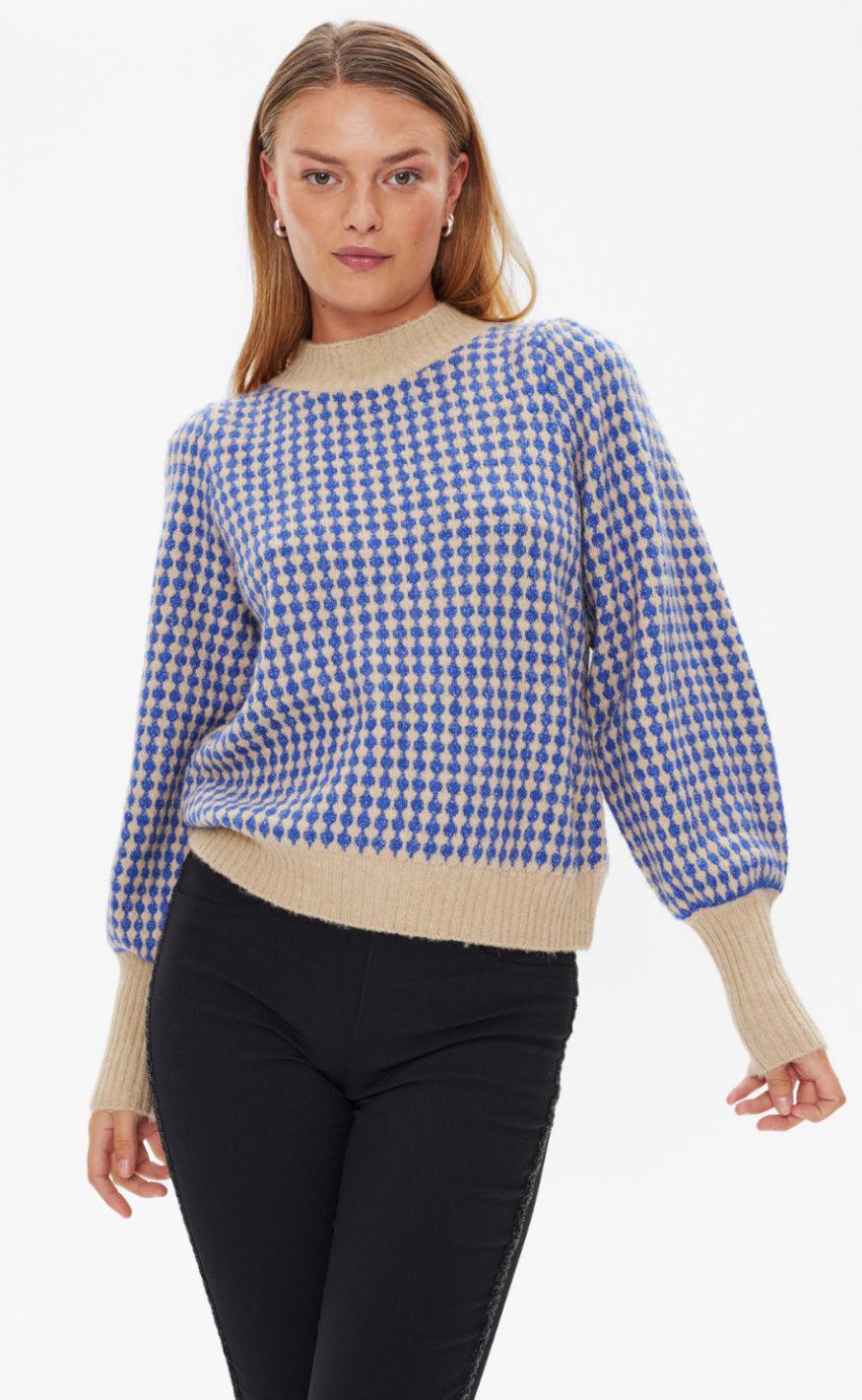 Freequent Pullover - Smerla - Corckery Melange W. Deep Ultramarine