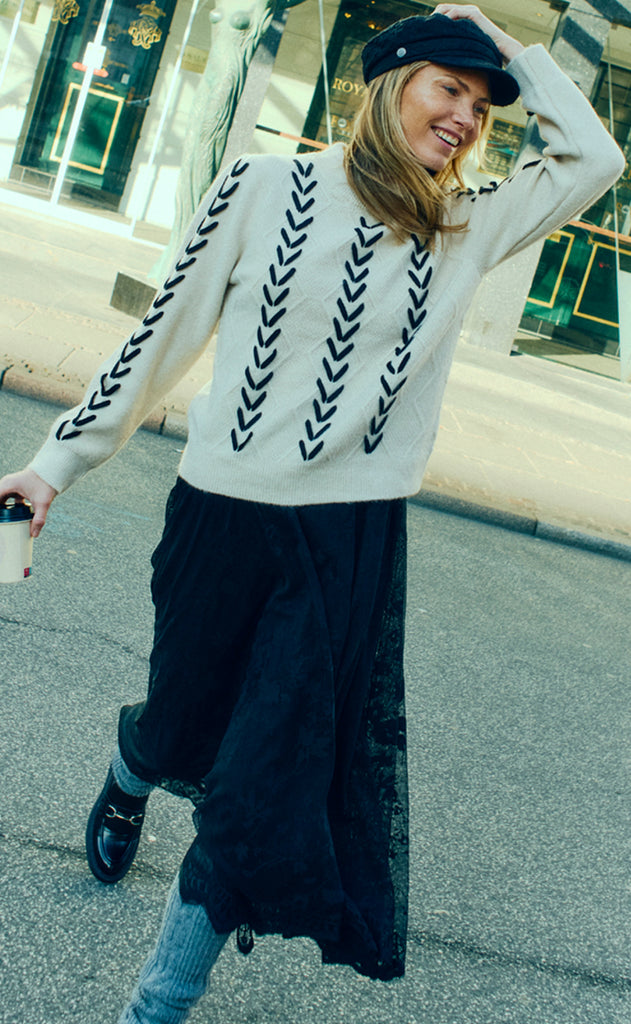 Freequent Pullover - Stokke - Moonbeam w. Black