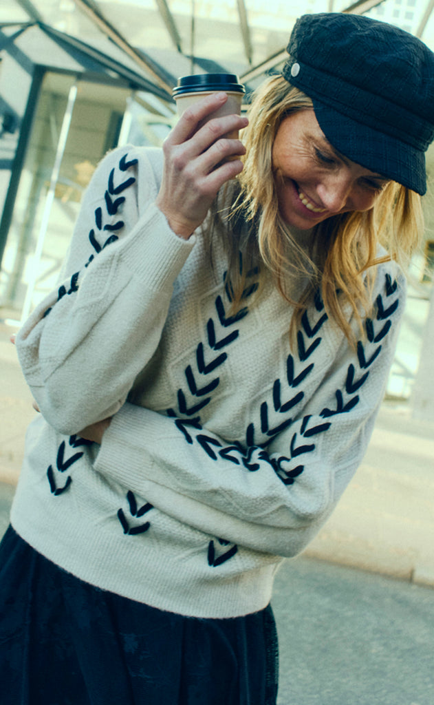 Freequent Pullover - Stokke - Moonbeam w. Black