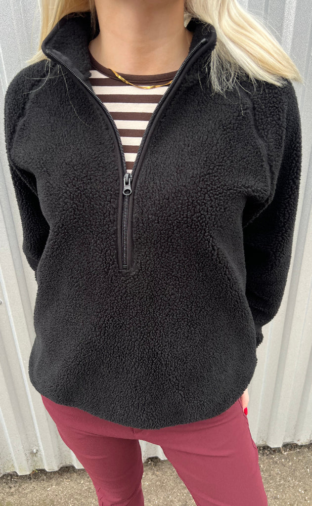 Freequent Pullover - Teddy Zip - Black