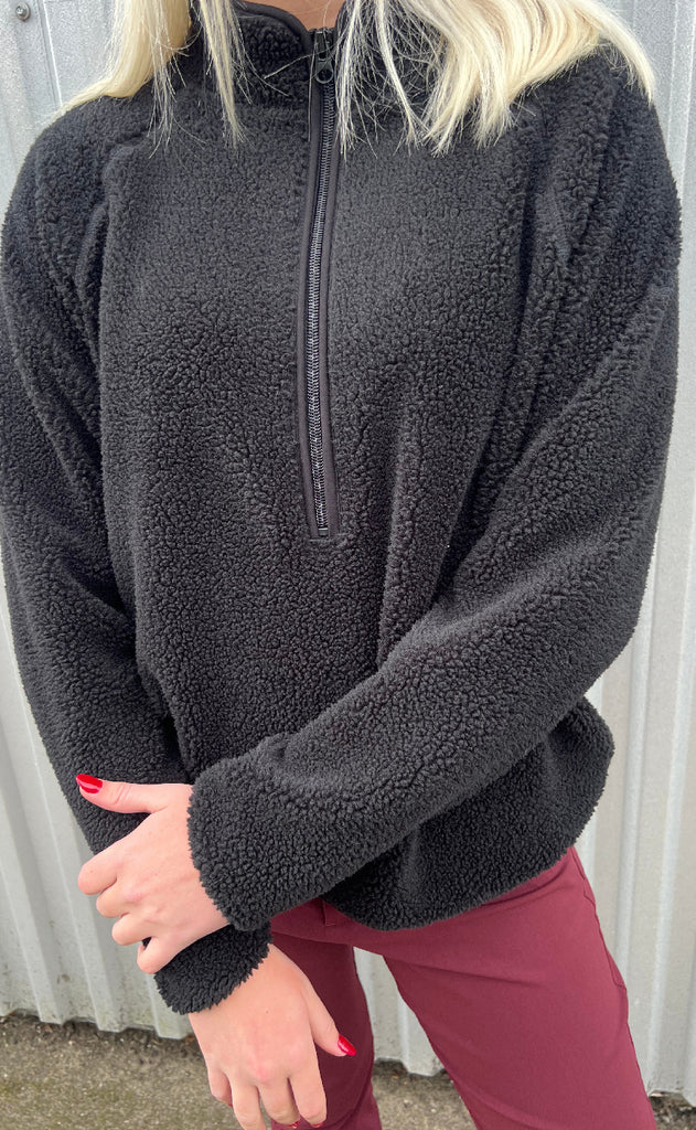 Freequent Pullover - Teddy Zip - Black