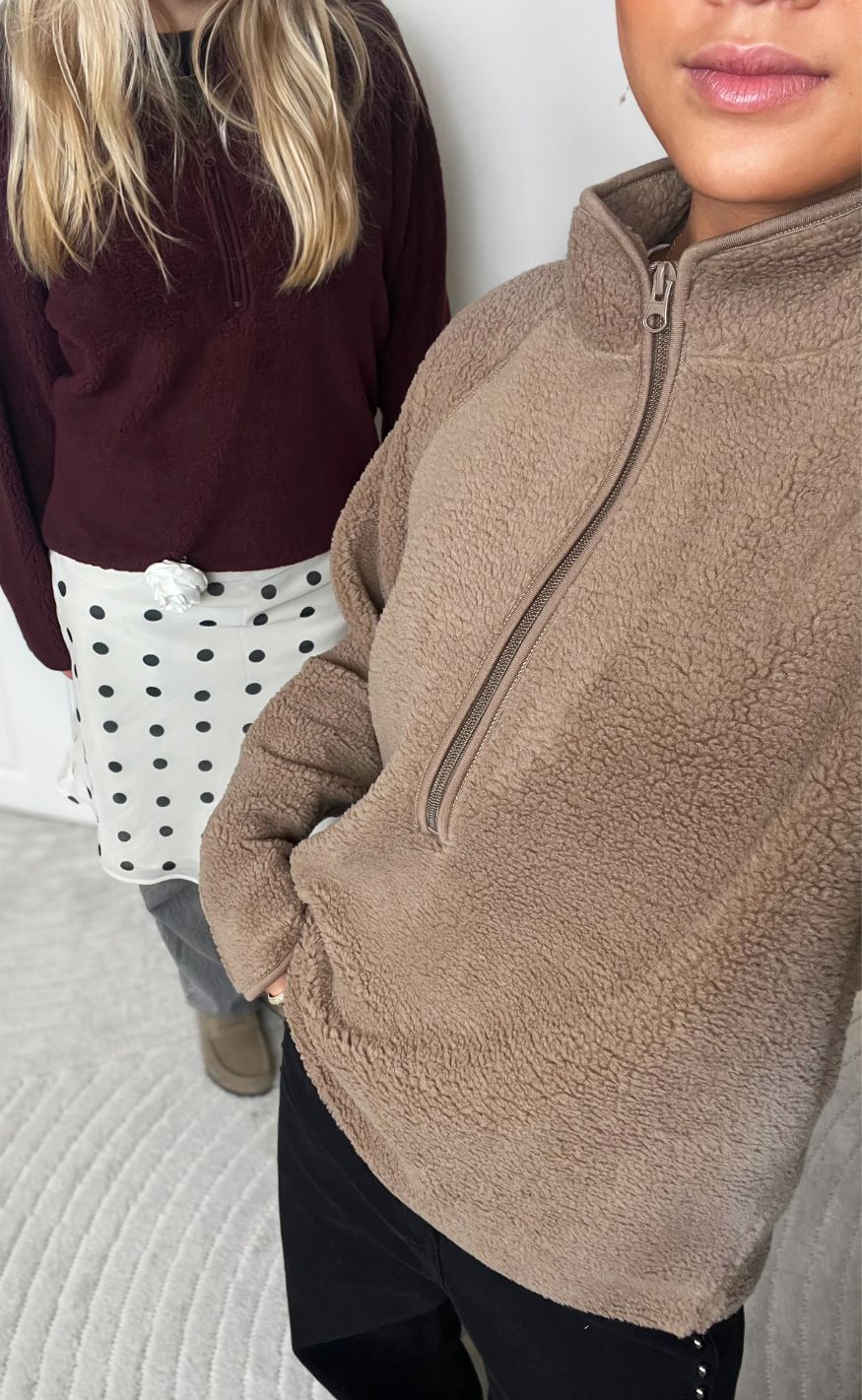 Freequent Pullover - Teddy Zip - Desert Taupe