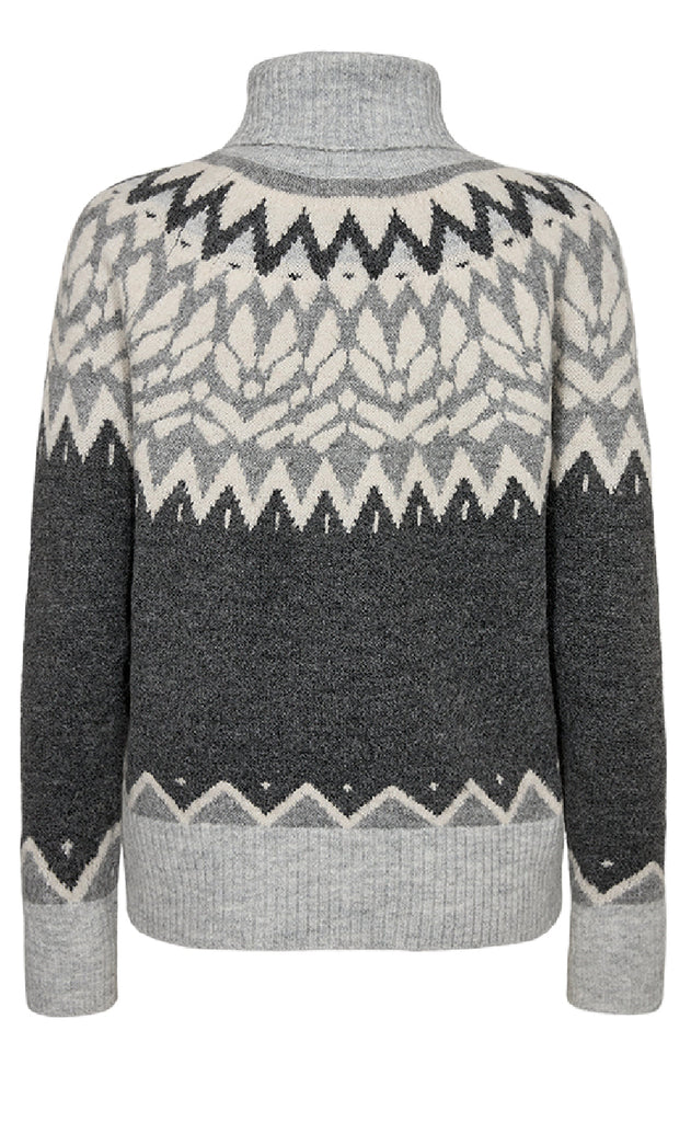 Freequent Pullover pullover - Merla - Dark Grey mel W. Light Grey Mel