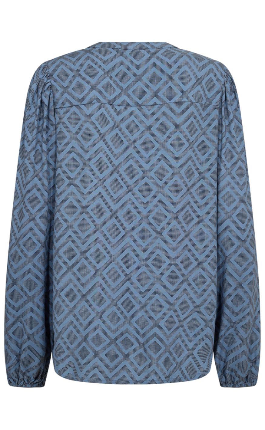 Freequent Skjorte - Blie - Azure Blue W. Burnt Henna