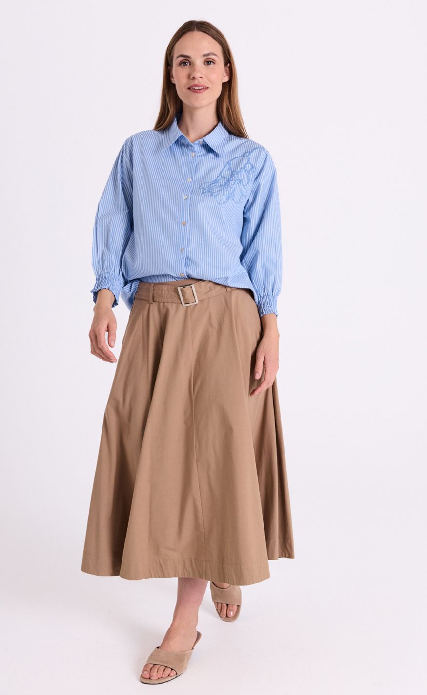 Freequent Skjorte - Evalina - Vista Blue w. Star Off-White