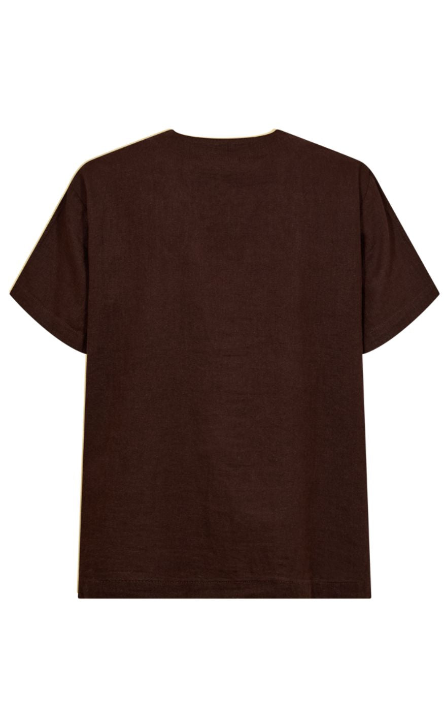 Freequent Skjorte - Lava SS V-neck - Coffee Bean