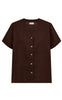 Freequent Skjorte - Lava SS V-neck - Coffee Bean