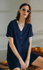Freequent Skjorte - Lava SS V-neck - Navy Blazer
