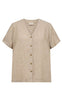Freequent Skjorte - Lava SS V-neck - Sand Melange