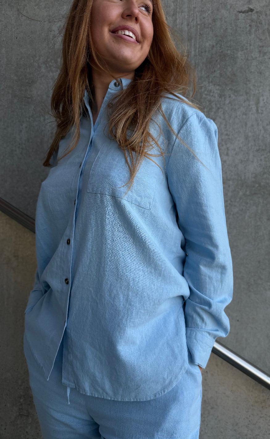 Freequent Skjorte - Lava Simple - Chambray Blue
