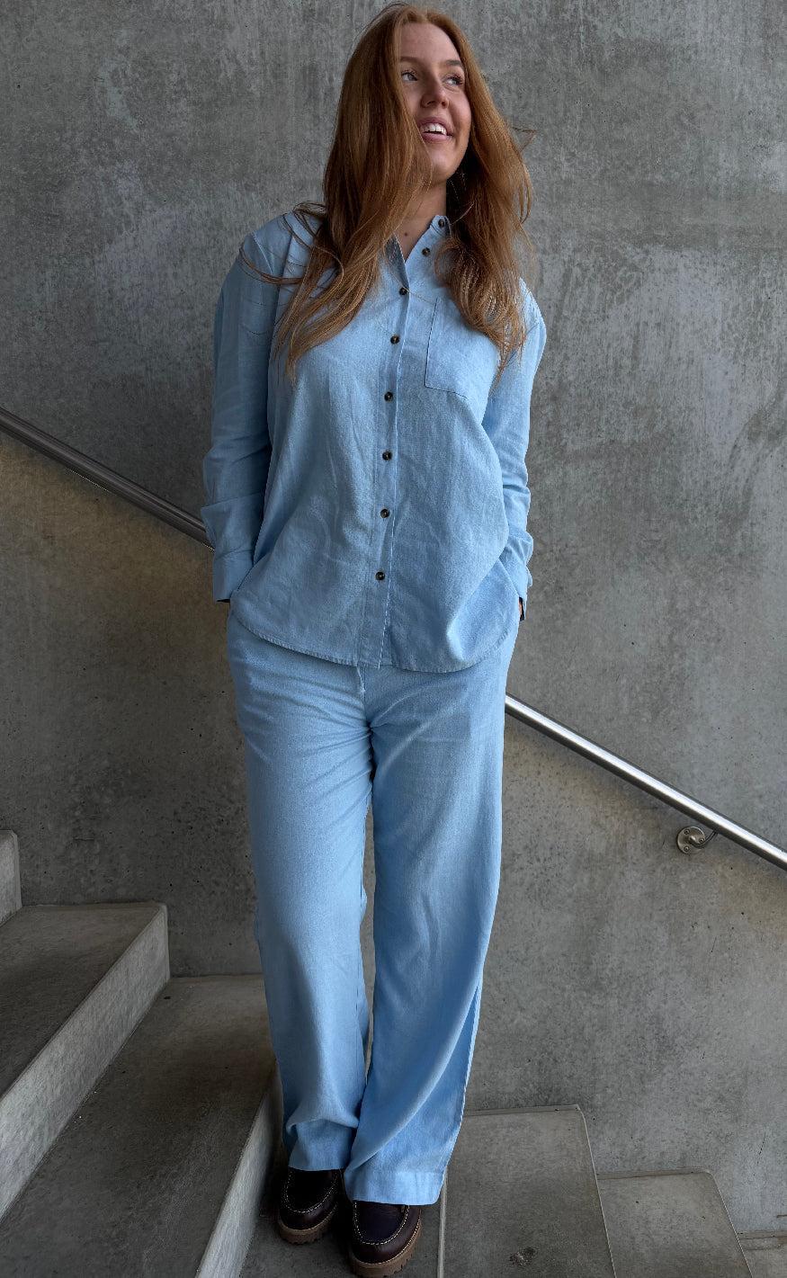 Freequent Skjorte - Lava Simple - Chambray Blue