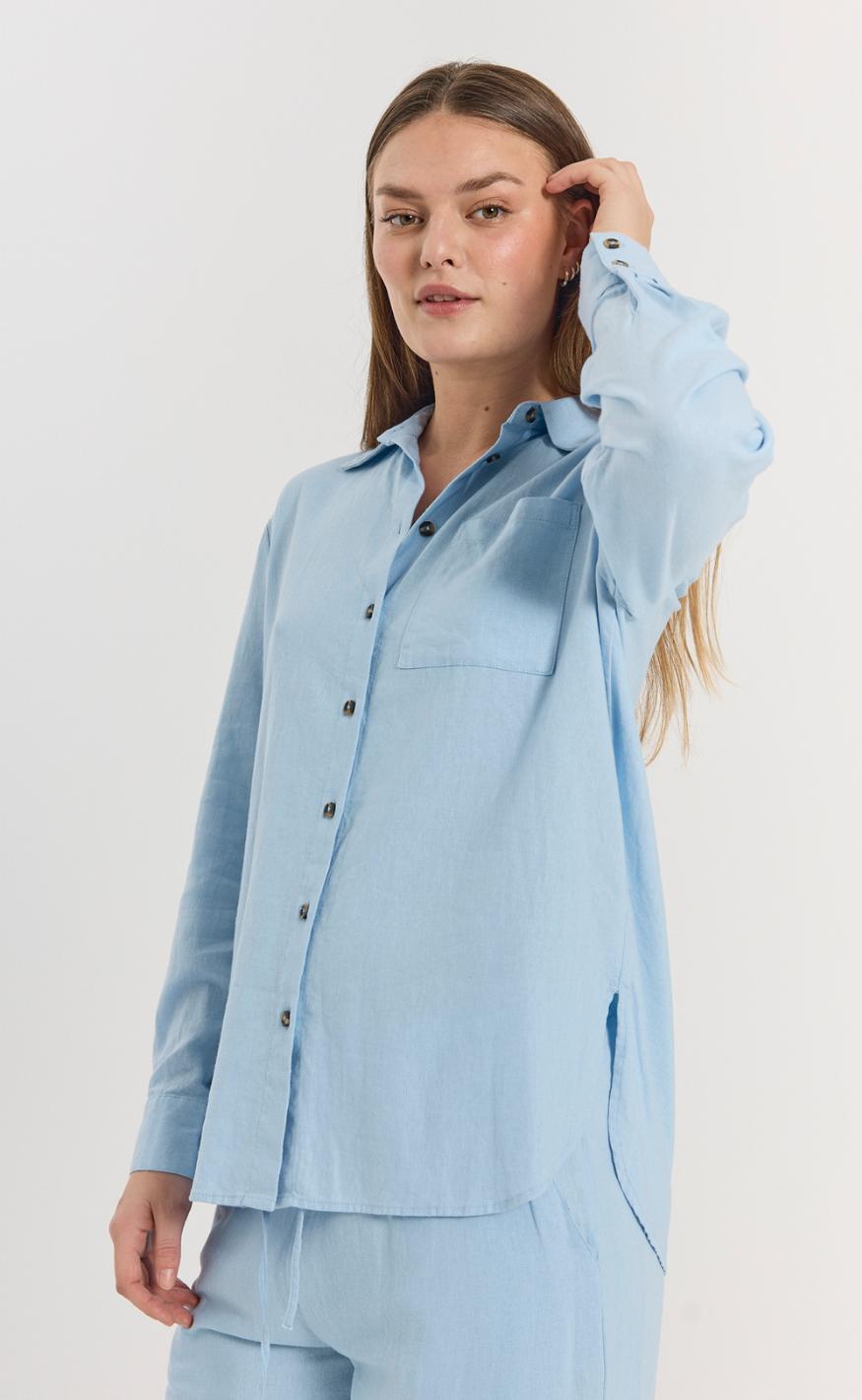 Freequent Skjorte - Lava Simple - Chambray Blue