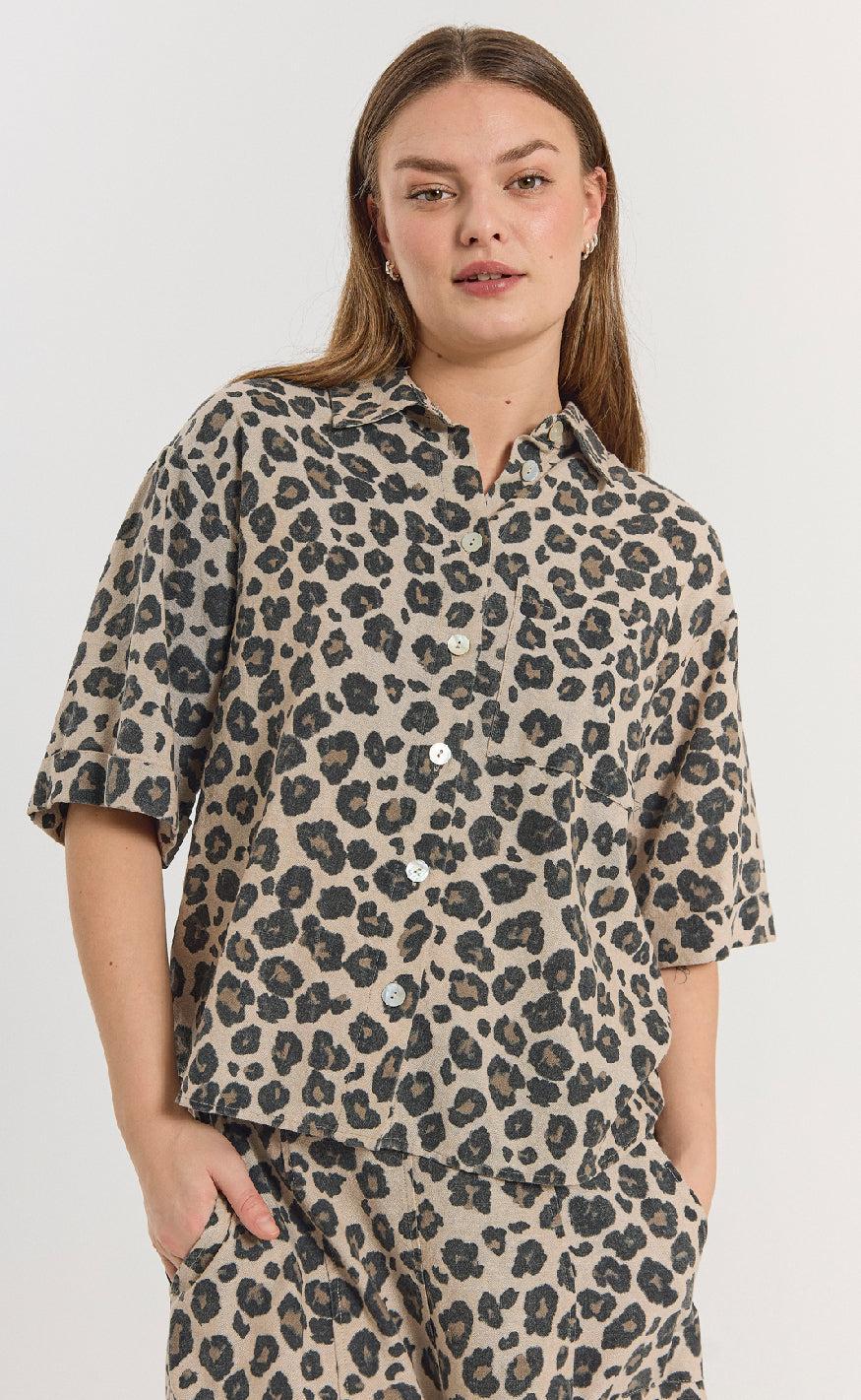 Freequent Skjorte - Lavisco - Sand Melange w. Black