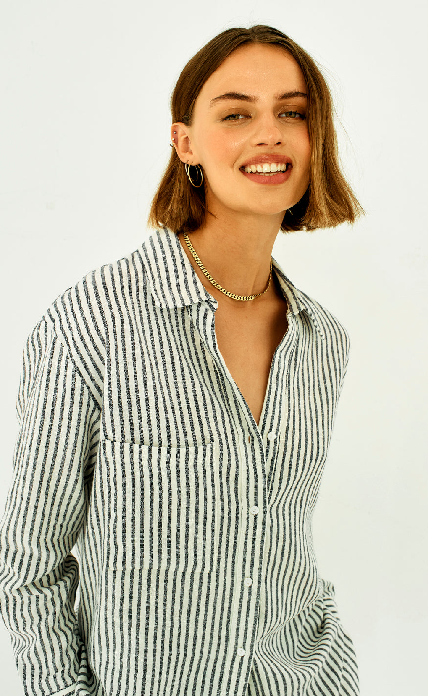 Freequent Skjorte - Lavisco - Star Off-white w. Navy Blazer