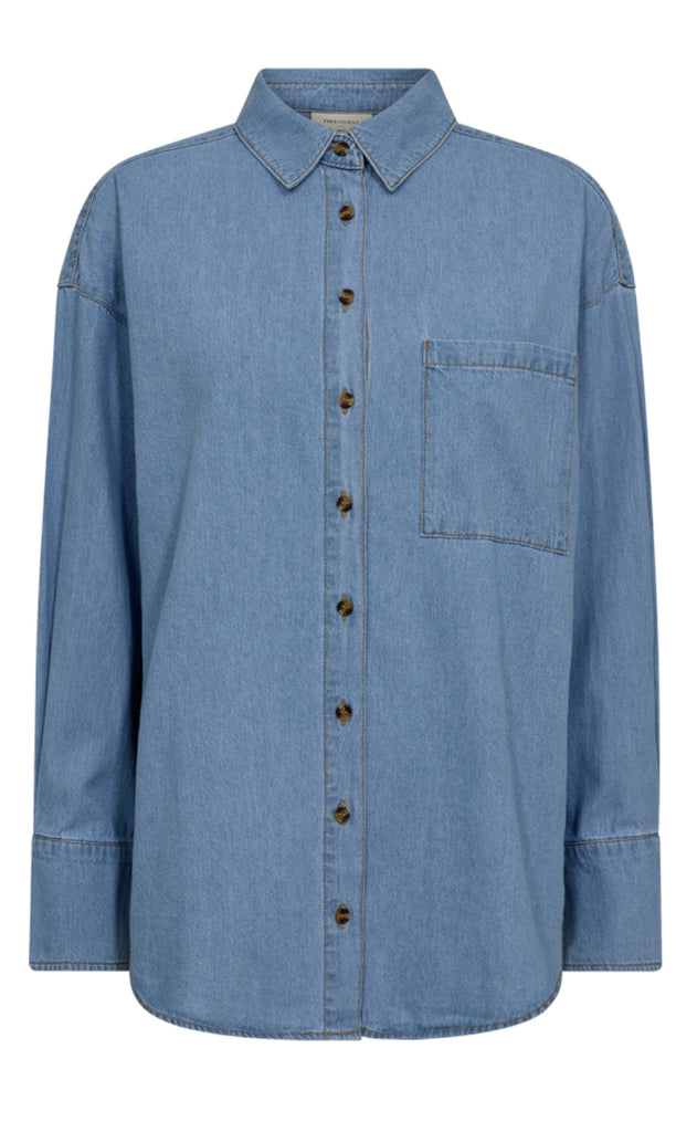 Freequent Skjorte - Lisea - Light Blue Denim