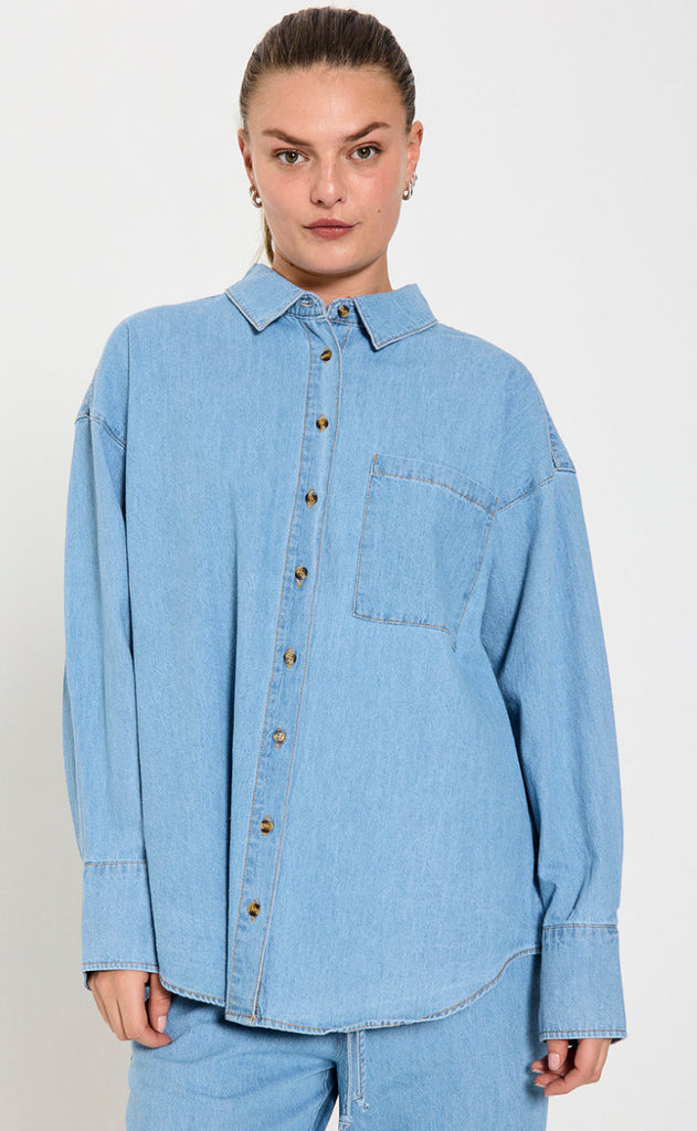 Freequent Skjorte - Lisea - Light Blue Denim