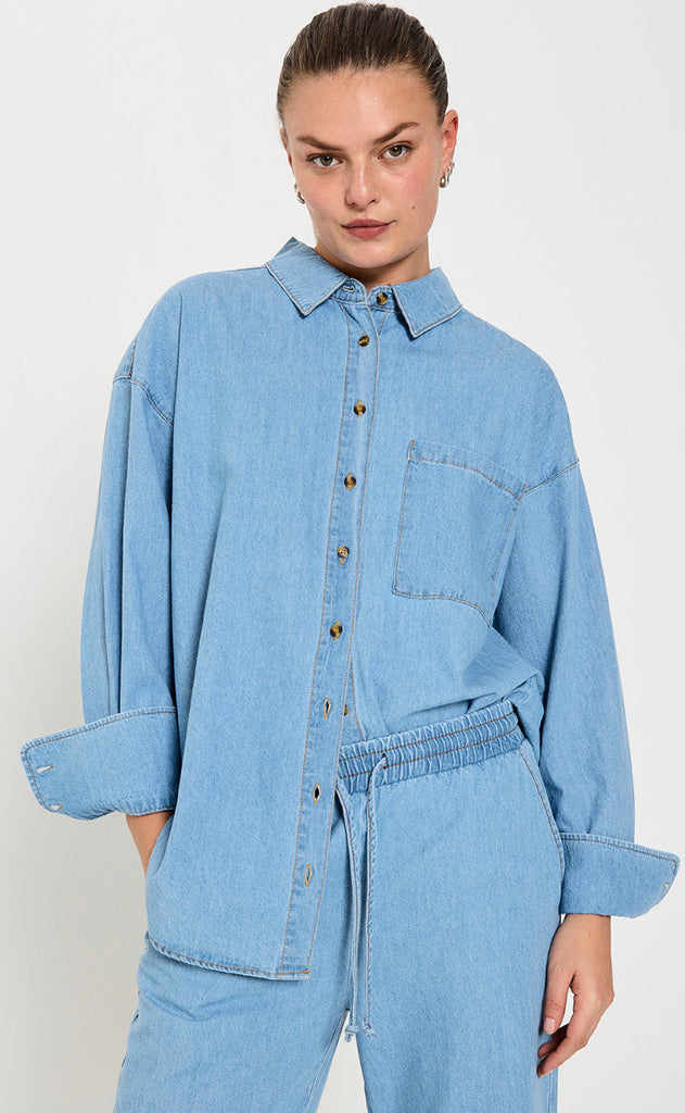 Freequent Skjorte - Lisea - Light Blue Denim